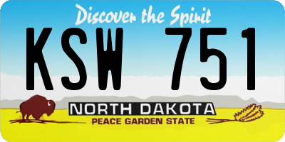 ND license plate KSW751