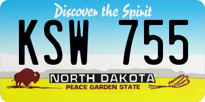 ND license plate KSW755