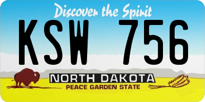 ND license plate KSW756
