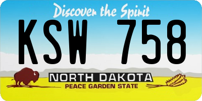 ND license plate KSW758