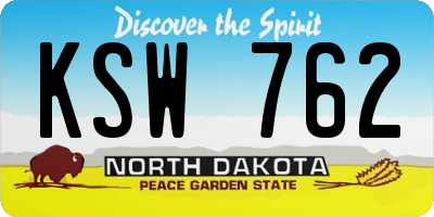 ND license plate KSW762