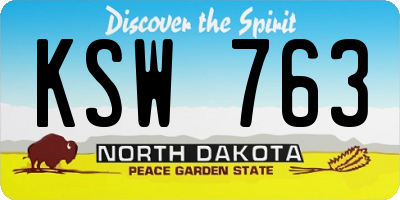 ND license plate KSW763