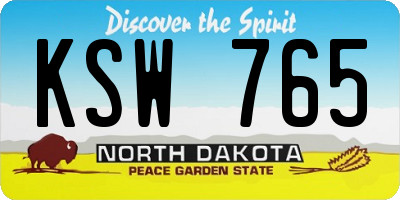 ND license plate KSW765