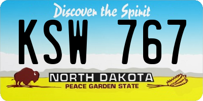 ND license plate KSW767