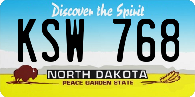 ND license plate KSW768