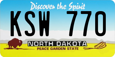 ND license plate KSW770