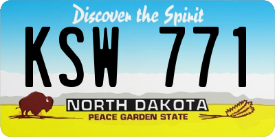 ND license plate KSW771