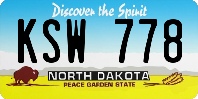 ND license plate KSW778