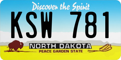 ND license plate KSW781