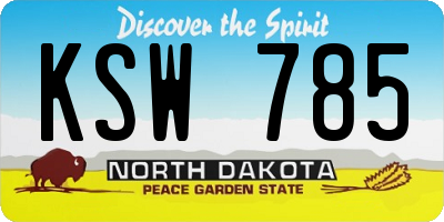 ND license plate KSW785
