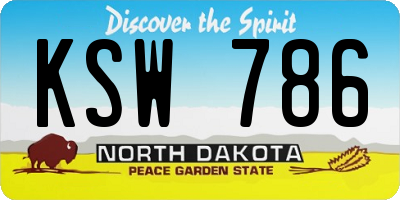 ND license plate KSW786
