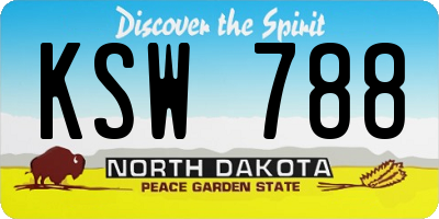 ND license plate KSW788