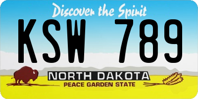 ND license plate KSW789