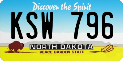 ND license plate KSW796