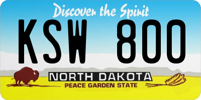 ND license plate KSW800