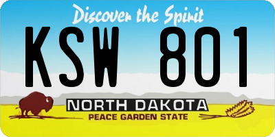 ND license plate KSW801