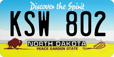 ND license plate KSW802