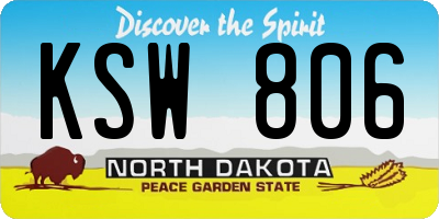 ND license plate KSW806
