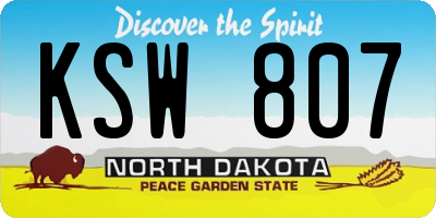 ND license plate KSW807