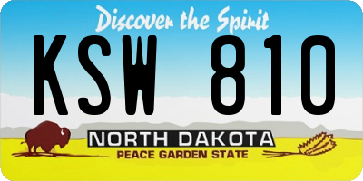 ND license plate KSW810