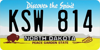 ND license plate KSW814