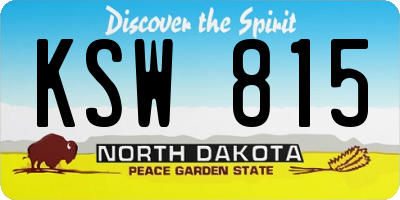 ND license plate KSW815