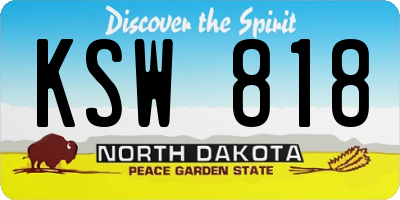 ND license plate KSW818