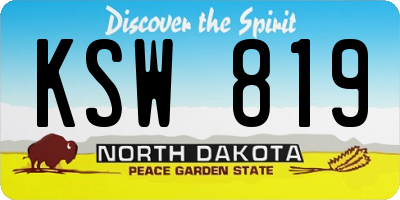 ND license plate KSW819