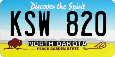 ND license plate KSW820