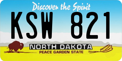 ND license plate KSW821