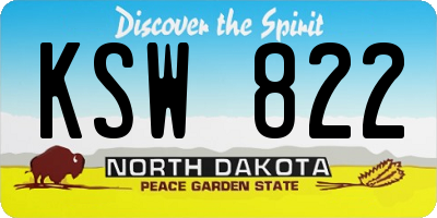 ND license plate KSW822