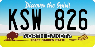 ND license plate KSW826