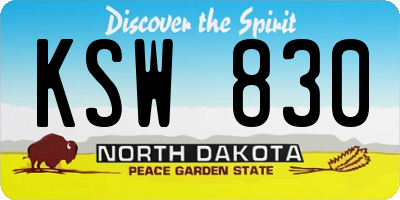 ND license plate KSW830