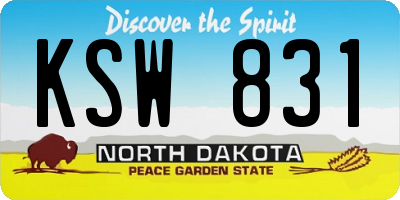 ND license plate KSW831