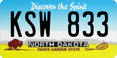 ND license plate KSW833