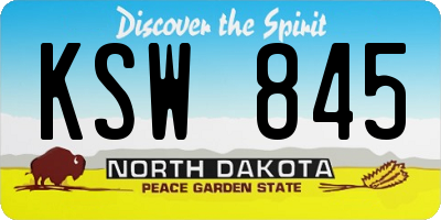 ND license plate KSW845