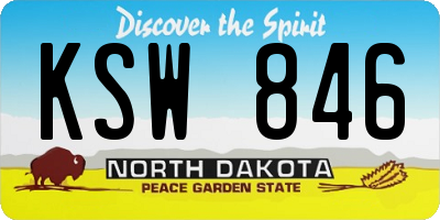 ND license plate KSW846