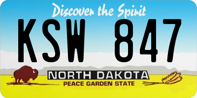 ND license plate KSW847