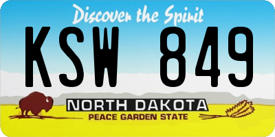 ND license plate KSW849