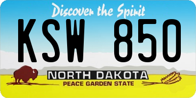 ND license plate KSW850