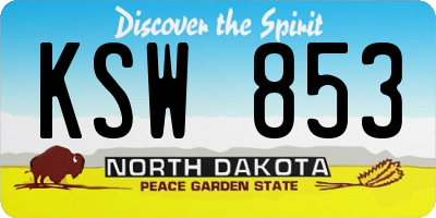 ND license plate KSW853