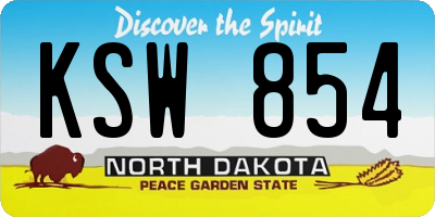 ND license plate KSW854