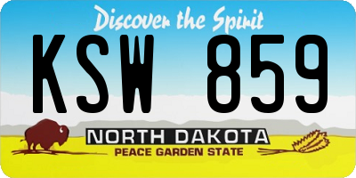 ND license plate KSW859