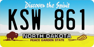 ND license plate KSW861