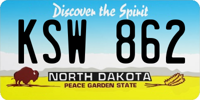 ND license plate KSW862