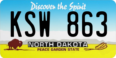 ND license plate KSW863