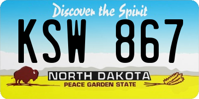 ND license plate KSW867