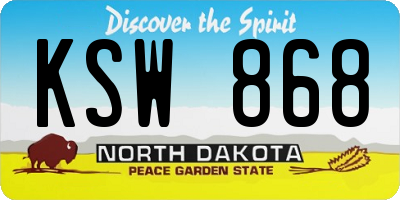 ND license plate KSW868