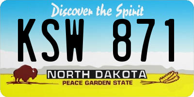 ND license plate KSW871
