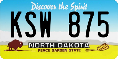 ND license plate KSW875